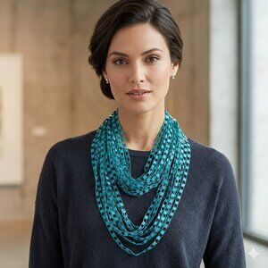 Teal Thread Long Necklace